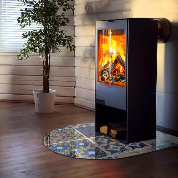 Kamin Glasplatte Keramikfliesenmuster
