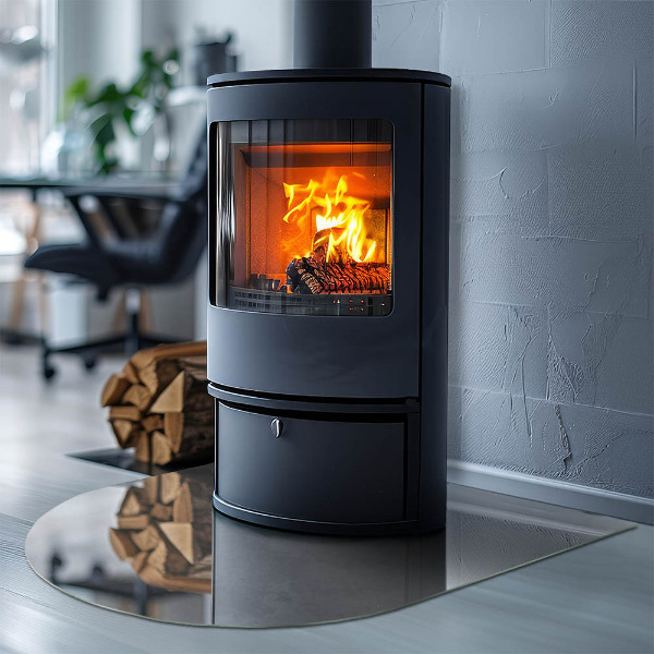 Kamin Glasplatte Betonstruktur mit Effekt