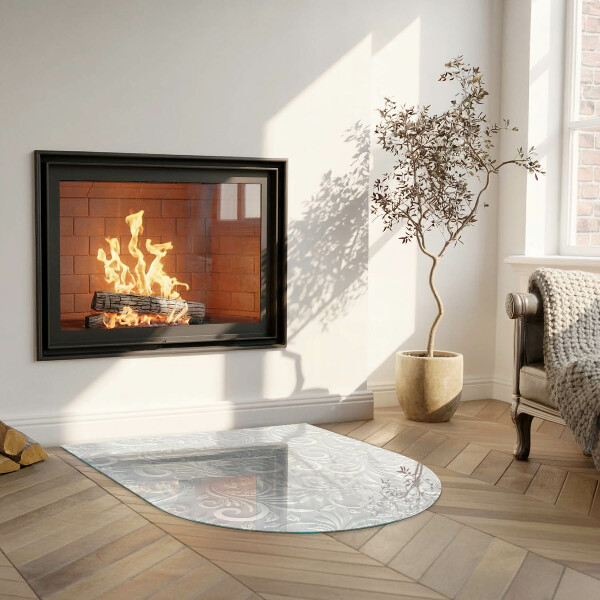 Kamin Glasplatte Elegantes Pflanzenmuster