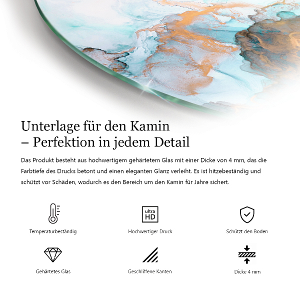 Kamin Glasplatte Natursteinmuster