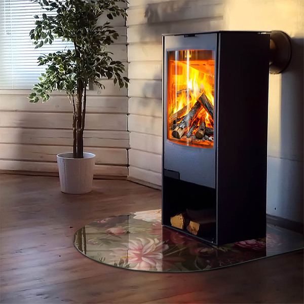 Funkenschutzplatte Kaminöfen Blumenstrauß im Detail