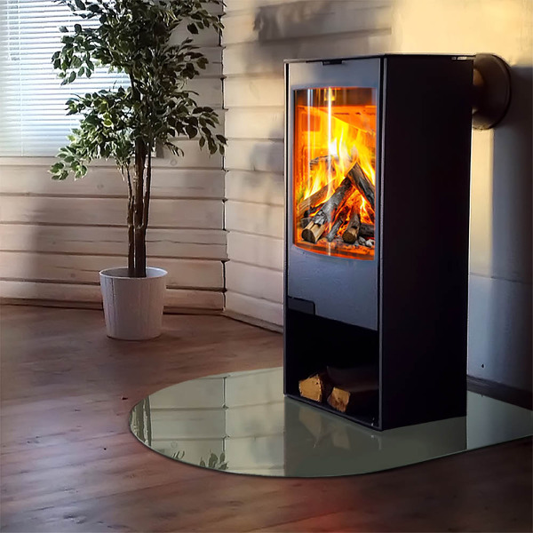 Kamin Glasplatte Olivfarben
