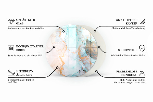 Runde Kamin Glasplatte Abstrakte Wolke aus Festkörpern