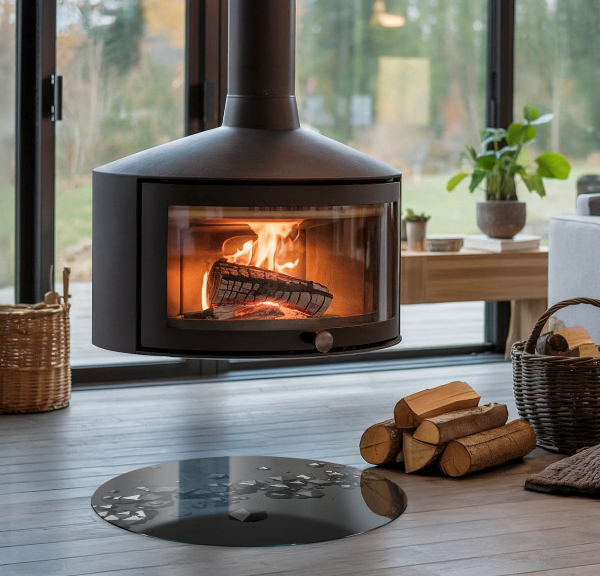 Runde Kamin Glasplatte Abstrakte Wolke aus Festkörpern