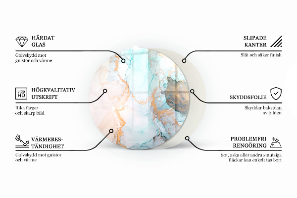 Runde Kamin Glasplatte Elegantes Pflanzenmuster