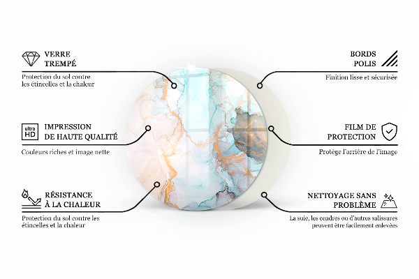 Runde Glasplatte für Kaminöfen Geometrie mit Holz