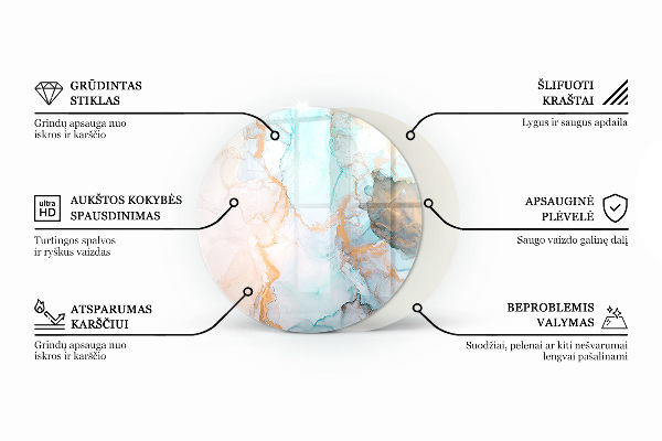 Runde Kamin Glasplatte 3D-geometrisches Muster