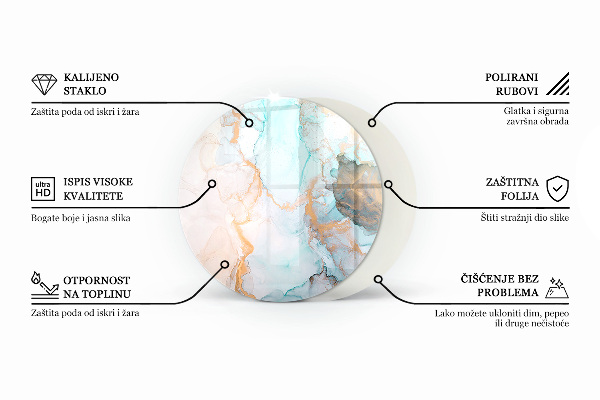 Runde Kamin Glasplatte Polygonale Muster in einem Gitter