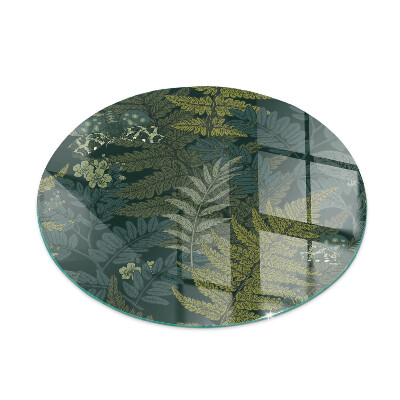 Runde Glasplatte für Kaminöfen Pflanzenmotive mit Schmetterlingen