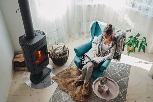 Runde Funkenschutzplatte Kaminöfen Steinmuster mit Partikeln