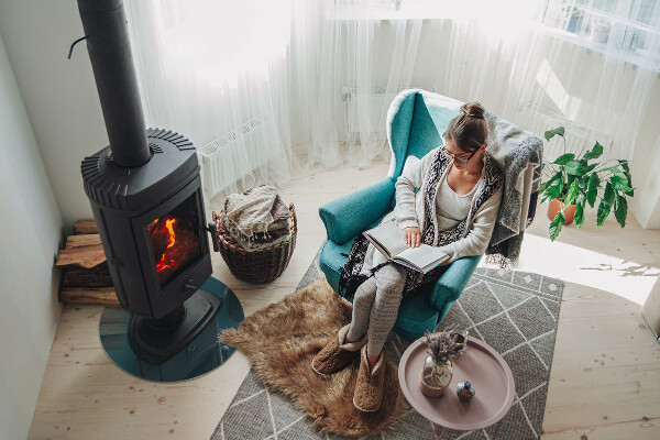 Runde Glasplatte für Kaminöfen Meeresfarbe