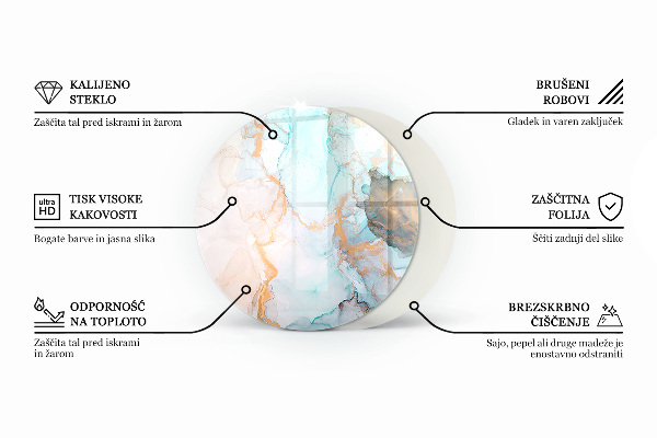 Runde Glasplatte für Kaminöfen Meeresfarbe