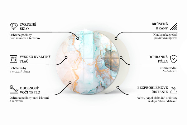 Runde Kamin Glasplatte Graugrüne Farbe