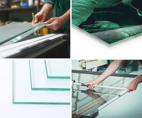 Runde Glasplatte für Kaminöfen Farbe Graugrün