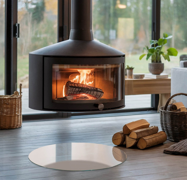 Runde Kamin Glasplatte Farbe Hellbraun