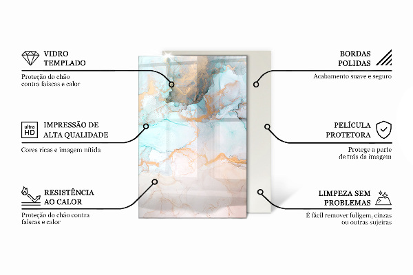 Rechteckige Glasplatte für Kamin Holzmaserung im Querschnitt