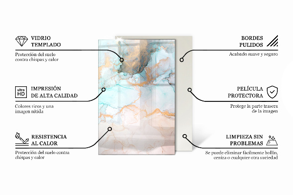 Rechteckige Funkenschutzplatte aus Glas Natürliche Holzmaserung