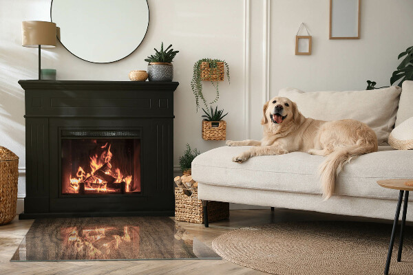 Rechteckige Glasplatte für Öfen Natürliche Holzmaserung