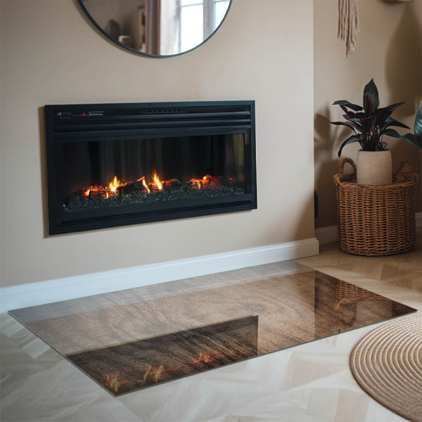 Rechteckige Glasplatte für Öfen Natürliche Holzmaserung