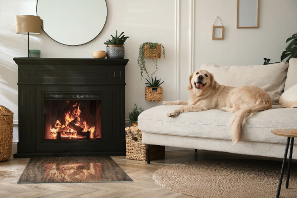 Rechteckige Glasplatte für Öfen Natürliche Holzmaserung