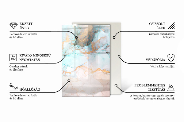 Rechteckige Glasplatte für Öfen Elegantes Marmormuster