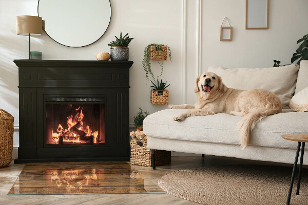 Rechteckige Glasplatte für Öfen Holzbrett mit Maserung