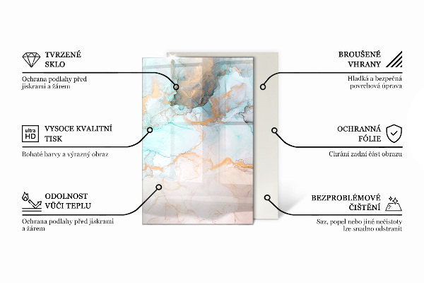 Rechteckige Glasplatte für Öfen Holzbrett mit Maserung