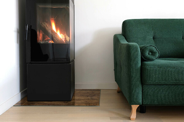 Rechteckige Glasplatte für Öfen Holzbrett mit Maserung