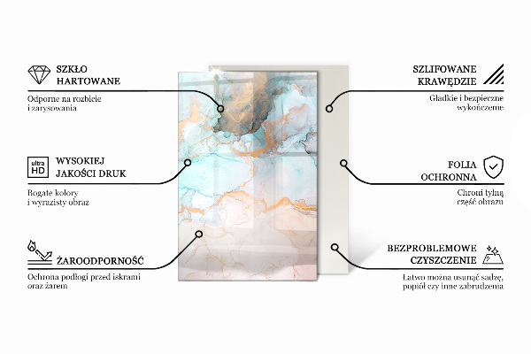 Rechteckige Glasplatte für Kamin Blätter in subtilen Mustern