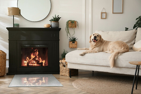 Rechteckige Glasplatte für Kamin Elegantes Pflanzenmuster