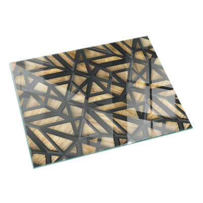 Rechteckige Funkenschutzplatte aus Glas Geometrie mit Holz