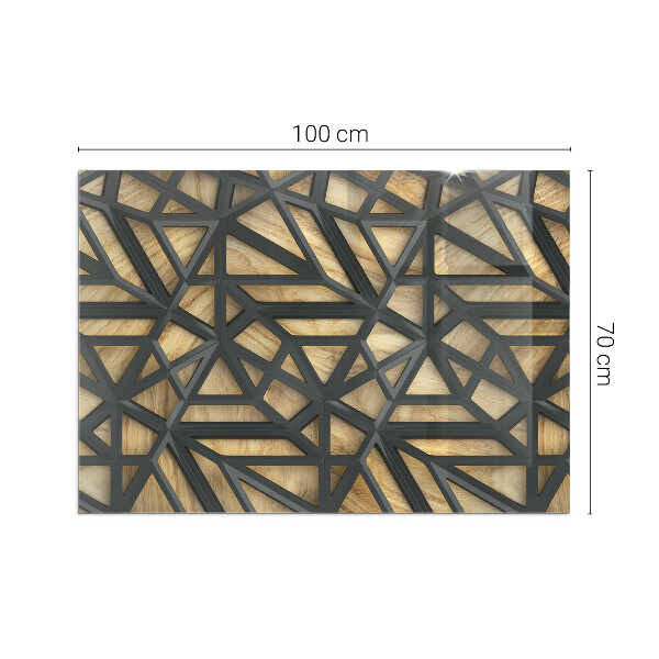Rechteckige Funkenschutzplatte aus Glas Geometrie mit Holz