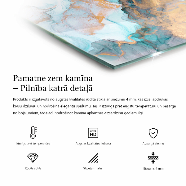 Rechteckige Funkenschutzplatte aus Glas Geometrie mit Holz