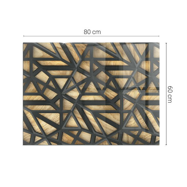 Rechteckige Funkenschutzplatte aus Glas Geometrie mit Holz