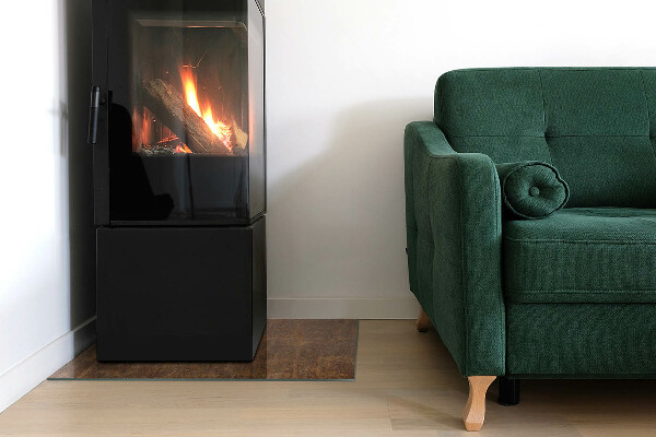 Rechteckige Glasplatte für Öfen Rosttextur im Hintergrund