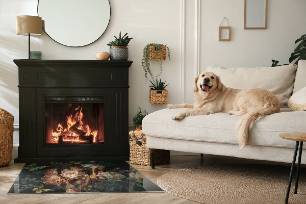 Rechteckige Glasplatte für Kamin Blumenmuster mit Schmetterlingen