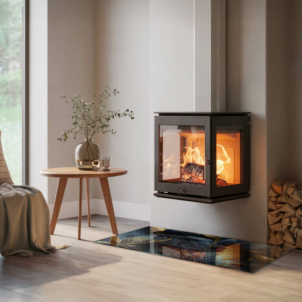 Rechteckige Glasplatte für Kamin Elegante Blätter in Textur