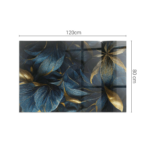 Rechteckige Glasplatte für Kamin Elegante Blätter in Textur