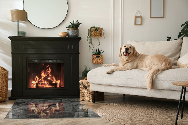 Rechteckige Glasplatte für Kamin Natursteinmuster