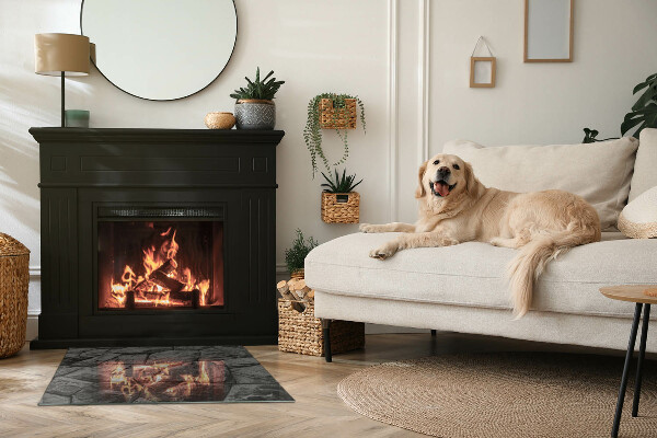 Rechteckige Glasplatte für Kamin Natursteinmuster