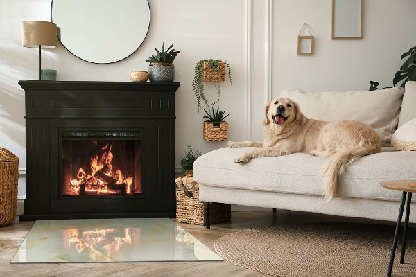 Rechteckige Glasplatte für Kamin Abstraktes Marmormuster