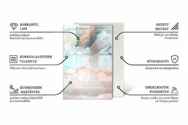 Rechteckige Glasplatte für Kamin Abstraktes Marmormuster