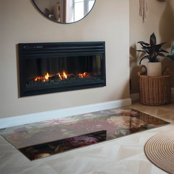 Rechteckige Glasplatte für Öfen Blumenstrauß im Detail