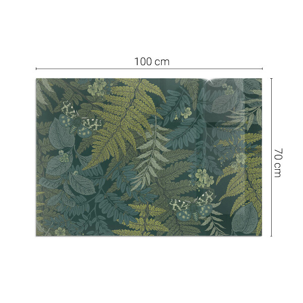 Rechteckige Funkenschutzplatte aus Glas Pflanzenmotive mit Schmetterlingen