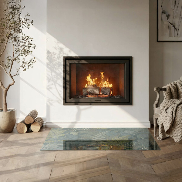 Rechteckige Funkenschutzplatte aus Glas Pflanzenmotive mit Schmetterlingen