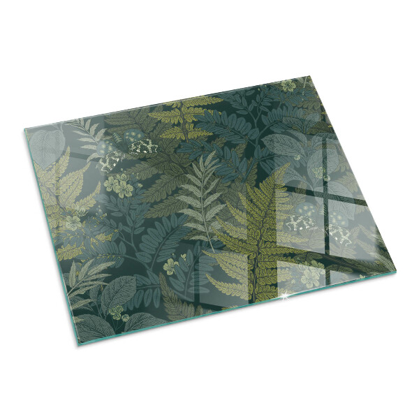 Rechteckige Funkenschutzplatte aus Glas Pflanzenmotive mit Schmetterlingen