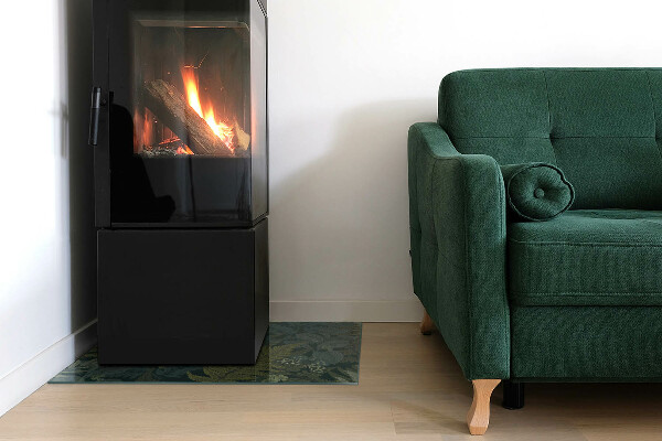 Rechteckige Funkenschutzplatte aus Glas Pflanzenmotive mit Schmetterlingen