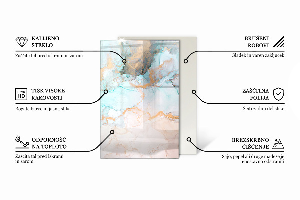 Rechteckige Funkenschutzplatte aus Glas Farbe Braun