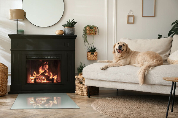 Rechteckige Glasplatte für Kamin Farbe Hellgrün