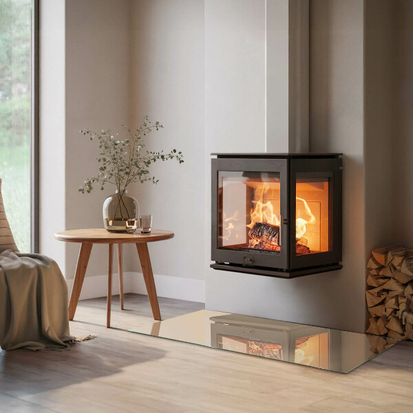 Rechteckige Funkenschutzplatte aus Glas Farbe Beige